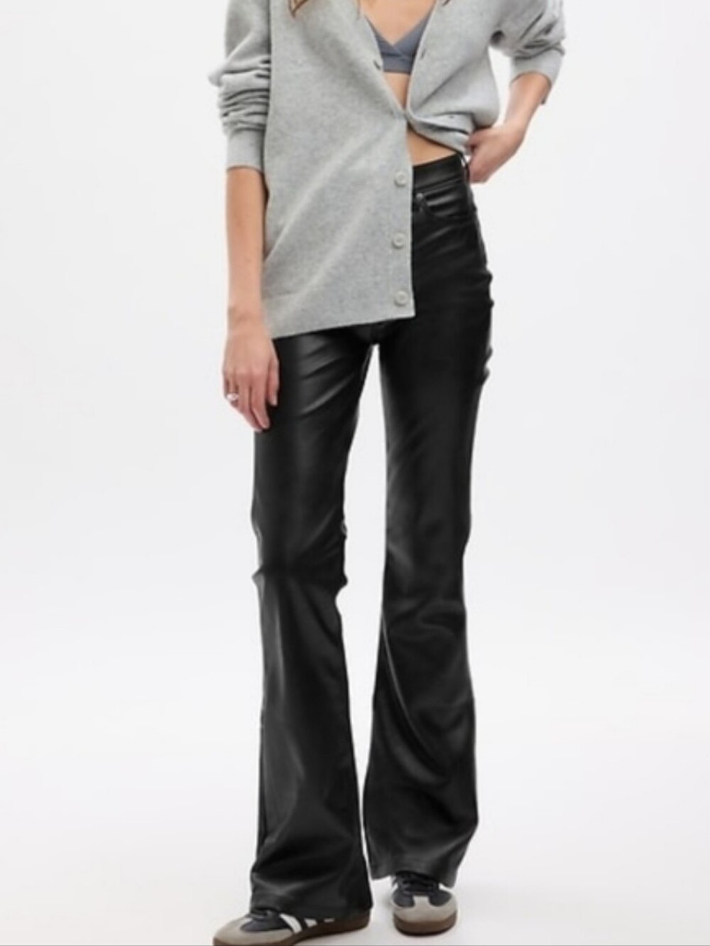 GAP NWOT Black Faux Leather 70s Flared High Rise Pants